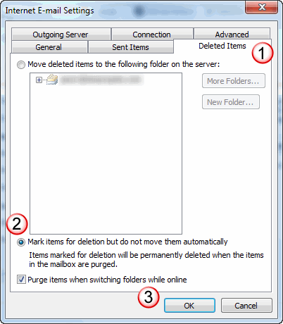 Deleted Items Settings in Outlook for IMAP
