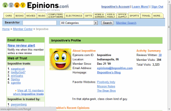 Bnpositive Profile on Epinions website